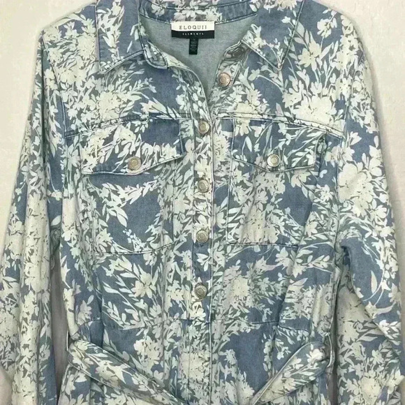 Eloquii Elements Floral Denim Romper 22 - Picture 5 of 12